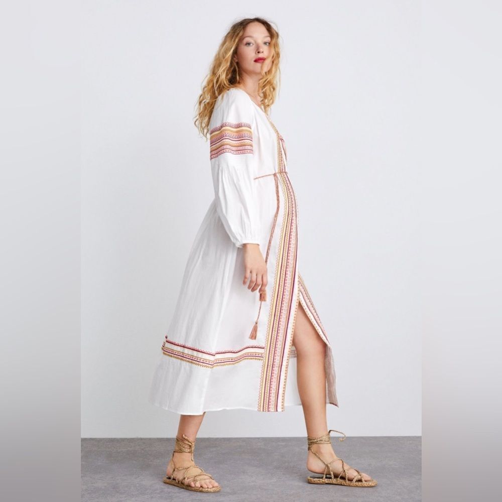 Zara Textured Embroidered Dress